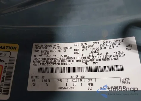 2022 Ford Bronco Wildtrak from USA, damaged, VIN 1FMDE5CP0NLB33397